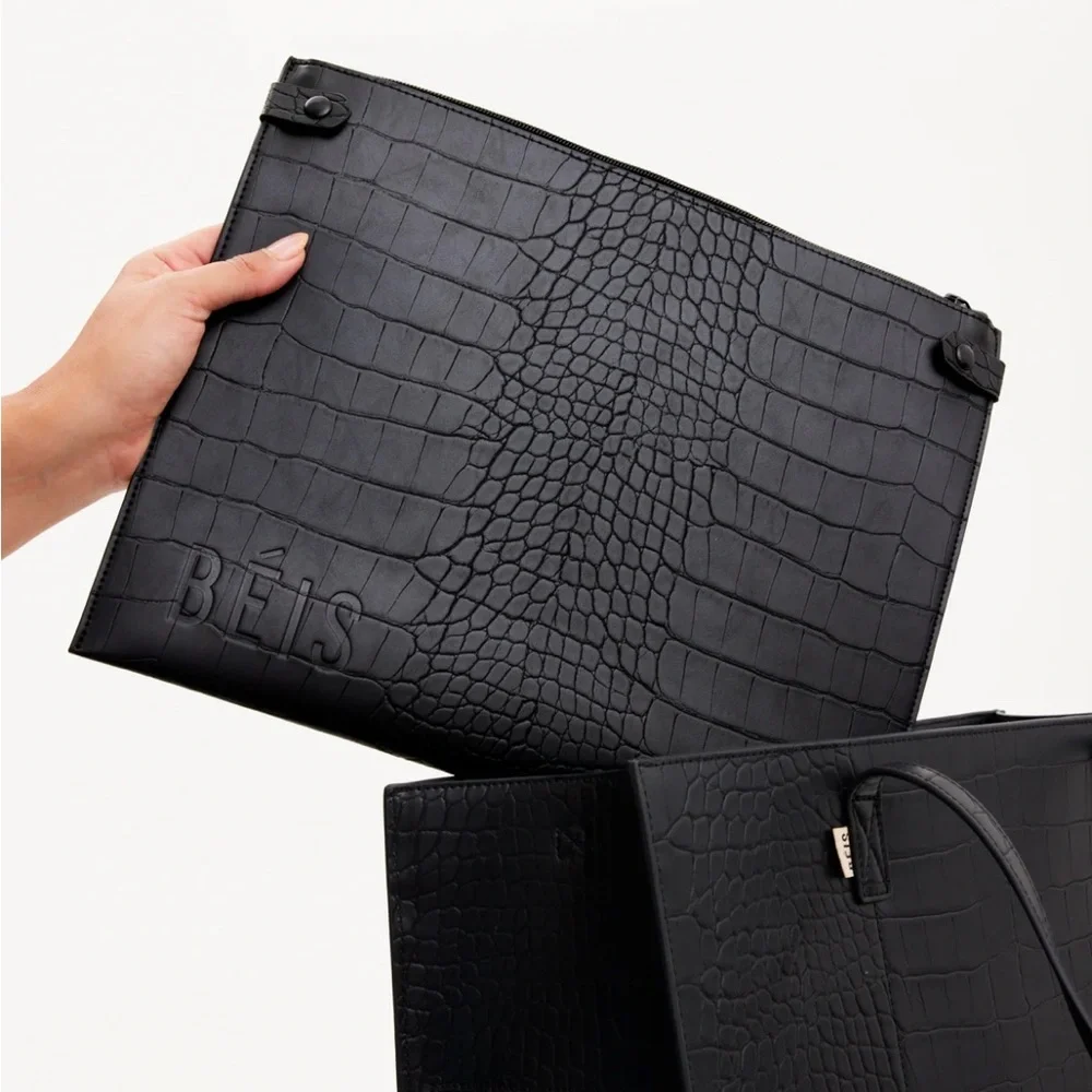 Beis - The Large Work Tote 
in Black Croc Purse - Picture 9 of 9